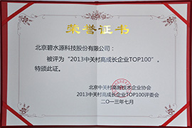 2013中關村高成長企業TOP100